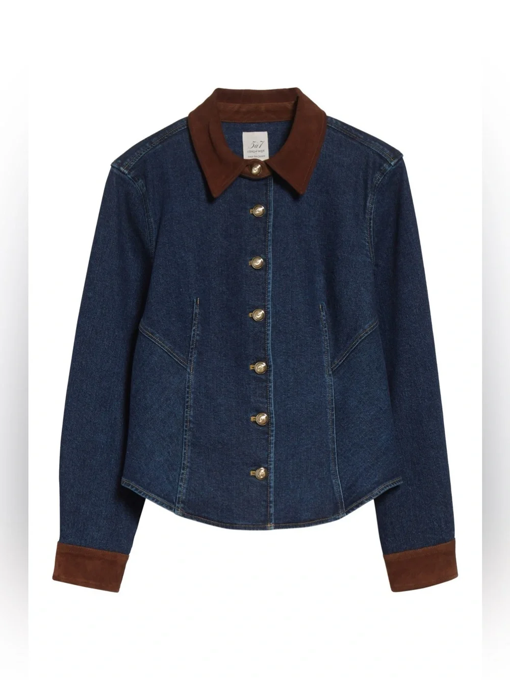 Cinq a Sept Suede Combo Autumn Denim Shirt Jacket NWT